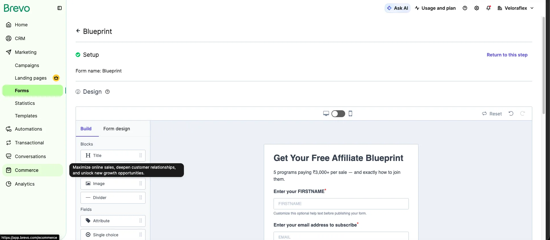 Brevo email list blogging India 2026